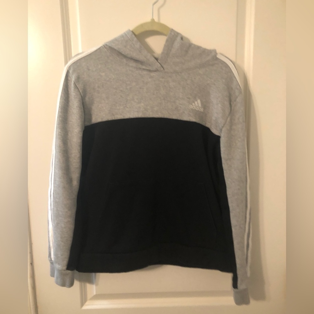 LIKE New Adidas Kids Hooded Sweatshirt Size L/G (14/16) Cotton poly fleece blend